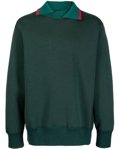 Kolor Contrasting-collar Detail Sweatshirt - Green