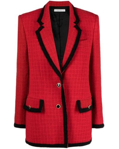 Alessandra Rich Oversized Checked Tweed Jacket - Red