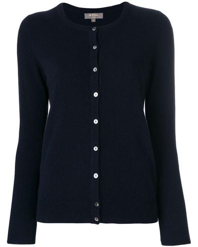N.Peal Cashmere Cashmere Round Neck Cardigan - Blue