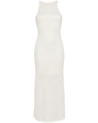 Sandro Rhinestone-embellished Knitted Maxi Dress - White