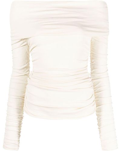 Khaite Off-shoulder Long-sleeve Top - White