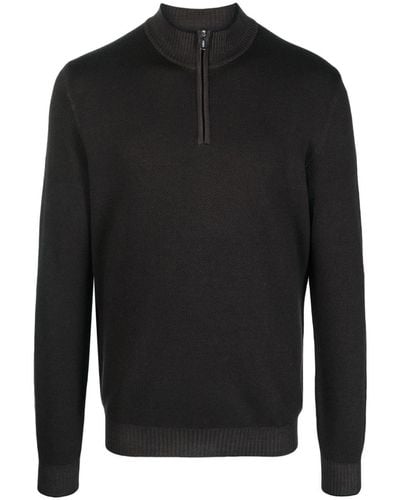 Fedeli High-neck Half-zip Sweater - Black