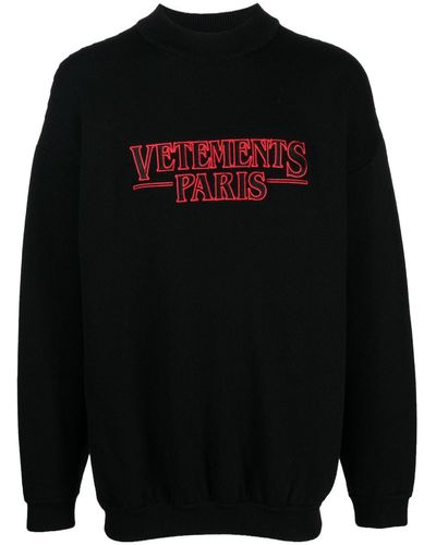 Vetements Logo-embroidered Sweater - Black