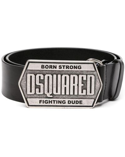 DSquared² Cinturón con placa del logo - Negro
