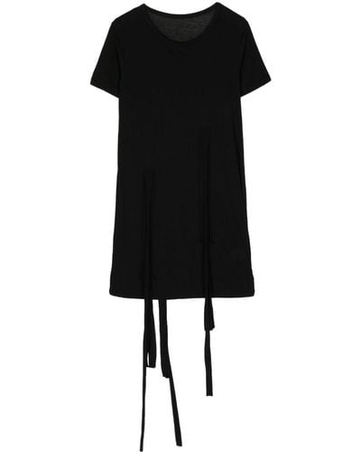 Yohji Yamamoto Lang Katoenen T-shirt Met Trekkoord - Zwart
