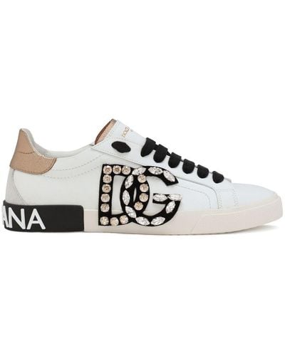 Dolce & Gabbana Portofino Sneakers mit Strass - Weiß
