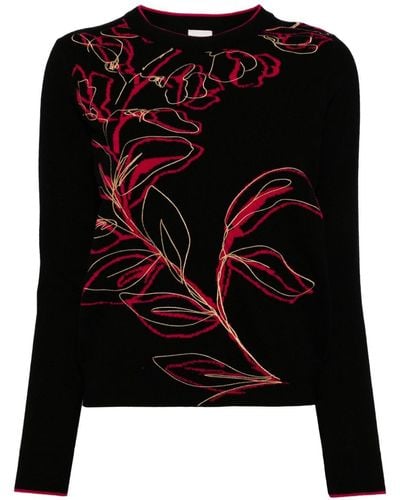 Paul Smith Ink Floral-intarsia Wool Jumper - Zwart