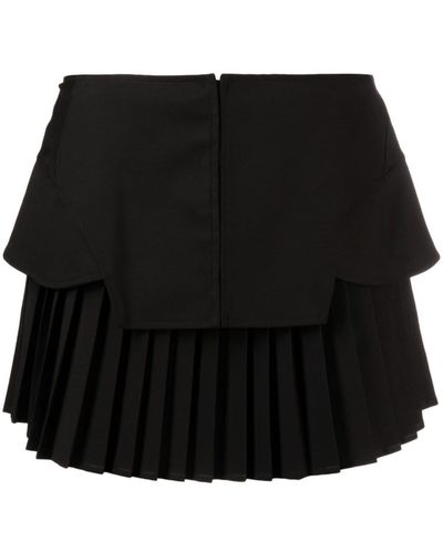 ANDREADAMO Minijupe plissée à détail de corset - Noir
