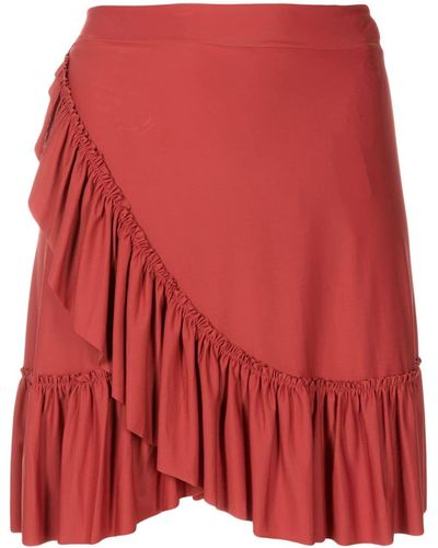 Lygia & Nanny Laurita Ruffled-trim Wrap Skirt - Red