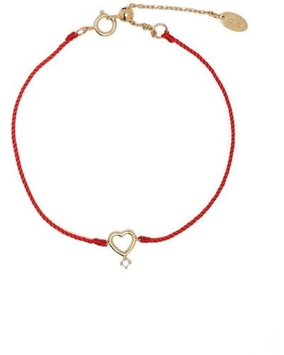 Ruifier 18kt Yellow Gold Scintilla Amore Heart Diamond Cord Bracelet - Red