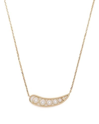 Ruifier 18kt Yellow Gold Morning Dew Droplet Diamond And Pearl Necklace - Metallic