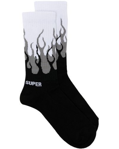 Vision Of Super Flame-print Socks - Black