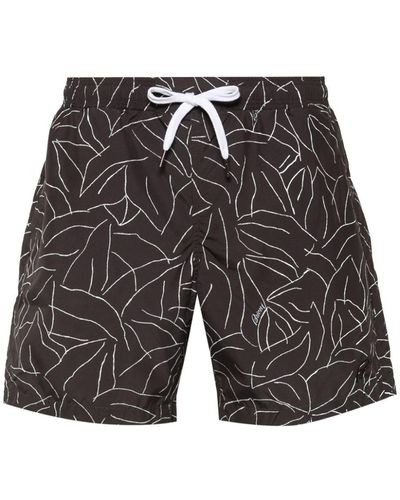 Brioni Abstract-print Swim Shorts - Black