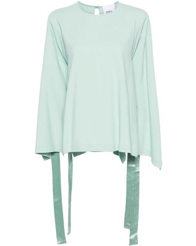 Erika Cavallini Semi Couture Blusa cady con abertura lateral - Verde