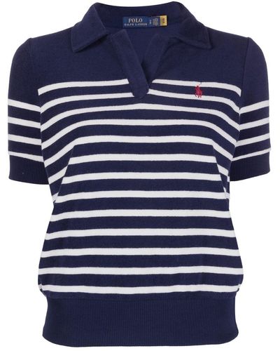 Polo Ralph Lauren Gestricktes Poloshirt mit Streifen - Blau