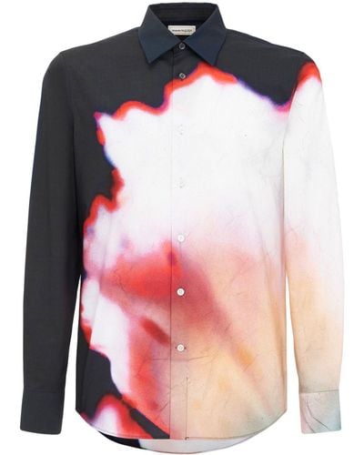 Alexander McQueen Camicia in popeline di cotone stampato - Rosa