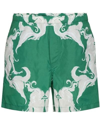 Valentino Garavani Abstract-print Elasticated-waist Swim Shorts - Green