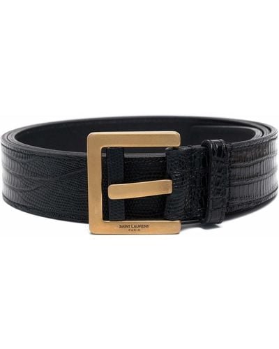 Saint Laurent Engraved-logo Buckle Belt - Black