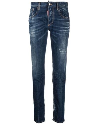 DSquared² 24/7 Distressed Skinny Jeans - Blue