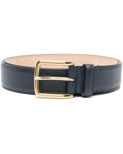 Thom Browne 4-Bar stripe pebbled leather belt - Azul
