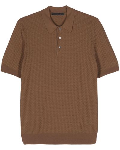 Tagliatore Pratt Interwoven Cotton Polo Shirt - Brown