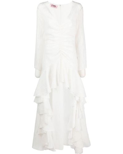 Gina ラッフル ドレス - ホワイト