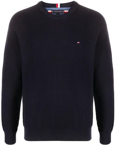 Tommy Hilfiger Embroidered-logo Long-sleeve Sweater - Blue