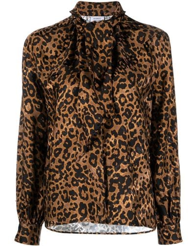 Vetements Leopard-print Tie-neck Blouse - Brown