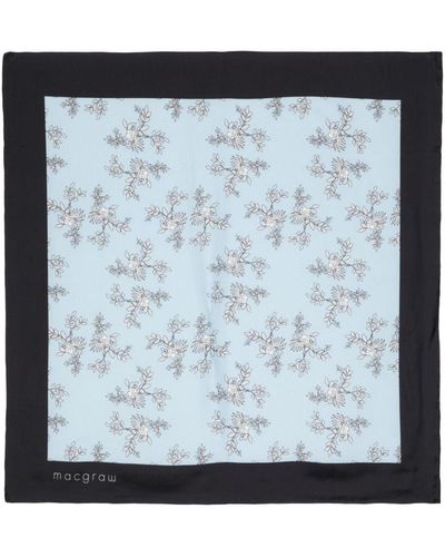 Macgraw Floral-print Silk Scarf - Blue