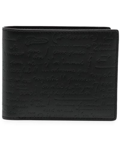 agnès b. Slogan-debossed Leather Wallet - Black
