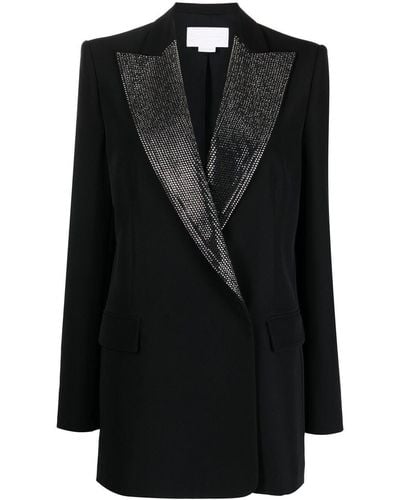 Genny Tailored Rhinestone-embellished Coat - Black