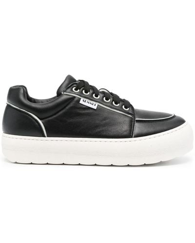 Sunnei Dreamy Leather Flatform Sneakers - Black