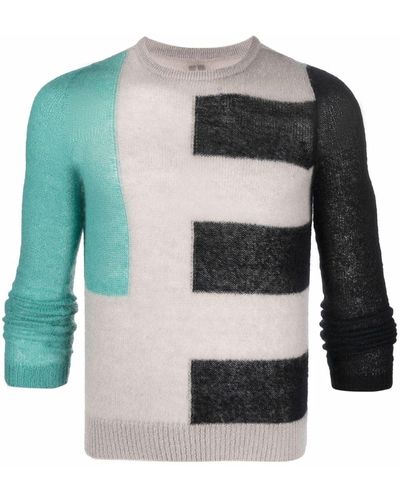Rick Owens Colour-block Striped Sweater - Gray