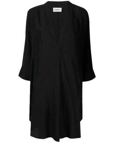 P.A.R.O.S.H. V-neck Silk Midi Dress - Black