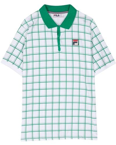 Fila Grid-print Cotton Polo Shirt - ブルー