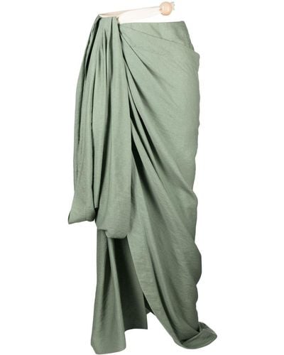 Jacquemus La Jupe Gathered-detail Maxi Skirt - Green