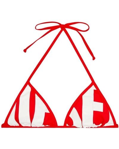 DIESEL Bfb-sees-a Logo-print Bikini Top - Red