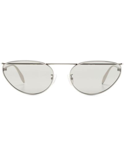 Alexander McQueen Piercing-detailed Cat-eye Sunglasses - White
