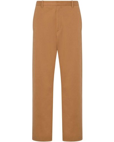 Moschino Slogan-print Cotton-blend Trousers - Brown