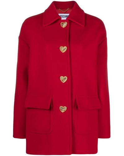 Moschino Heart-buttons Single-breasted Coat - Red