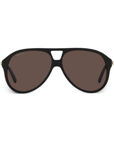 Gucci Interlocking G Pilot-frame Sunglasses - Brown