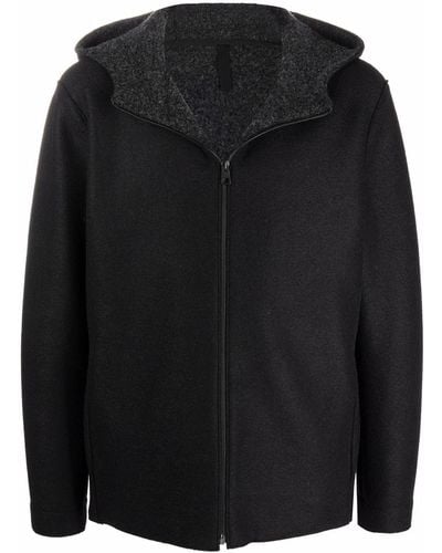 Harris Wharf London Hooded Zipped Coat - Black