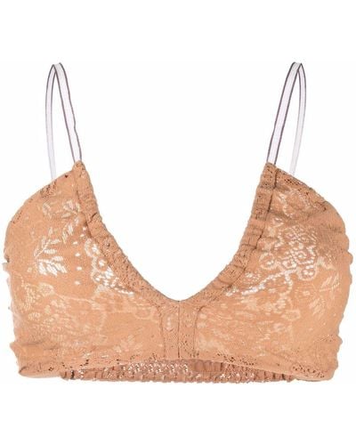 Forte Forte Gathered-lace Soft-cup Bra - Brown