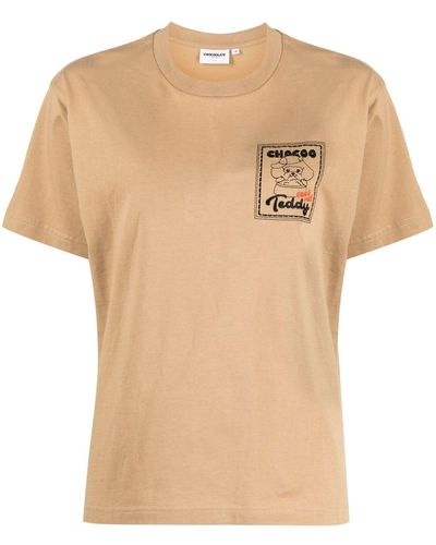 Chocoolate T-Shirt mit Teddy-Patch - Natur