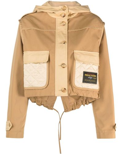 Moschino Cropped Hooded Jacket - Natural
