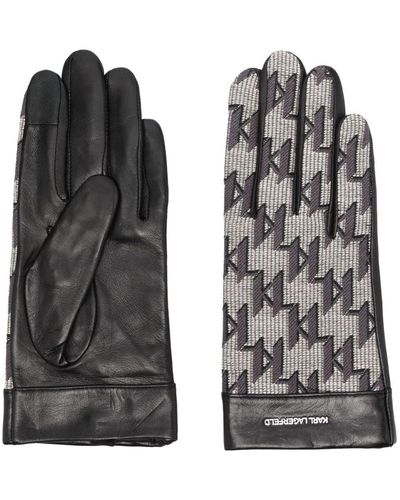 Karl Lagerfeld Monogram-pattern Jacquard Gloves - Black