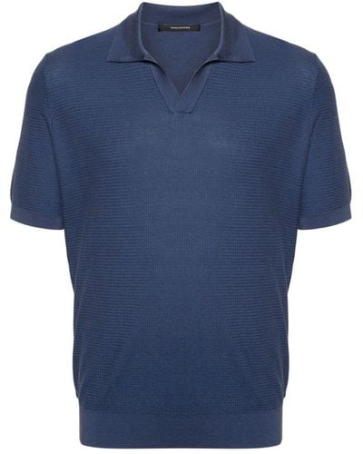 Tagliatore Paco Split-neck Polo Shirt - Blue