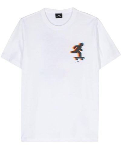 PS by Paul Smith Skater-print Cotton T-shirt - White