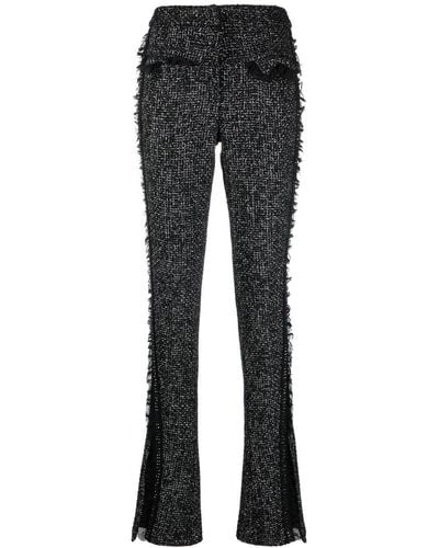 Genny Frayed High-waisted Trousers - Grey