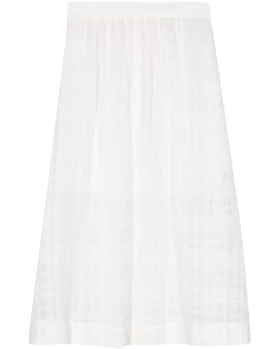 A.P.C. Check-pattern Pleated Midi Skirt - White
